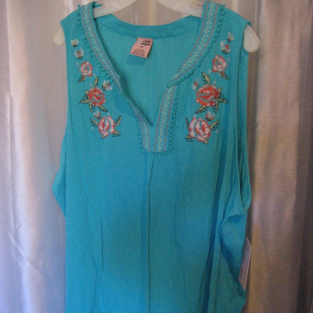 Star Style Turquoise Sleeveless Top Sz 2X NWWT